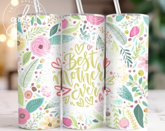 Floral Mom Tumbler PNG: Muttertag Sublimationsdesign (Digitaler Download)