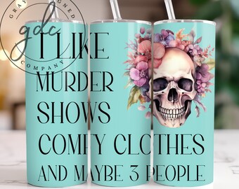 Vaso True Crime Junkie: Diseño de calavera floral (Descarga digital)