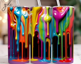 Paint Drip Tumbler Wrap: Abstract 20 oz Skinny Tumbler Design (Digital Download)