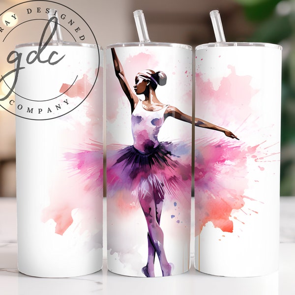 African American Ballerina Tumbler Wrap 20 oz Skinny Tumbler Wrap Design Sublimation Design Digital Download PNG Instant DIGITAL only