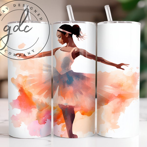 African American Ballerina Tumbler Wrap 20 oz Skinny Tumbler Wrap Design Sublimation Design Digital Download PNG Instant DIGITAL only
