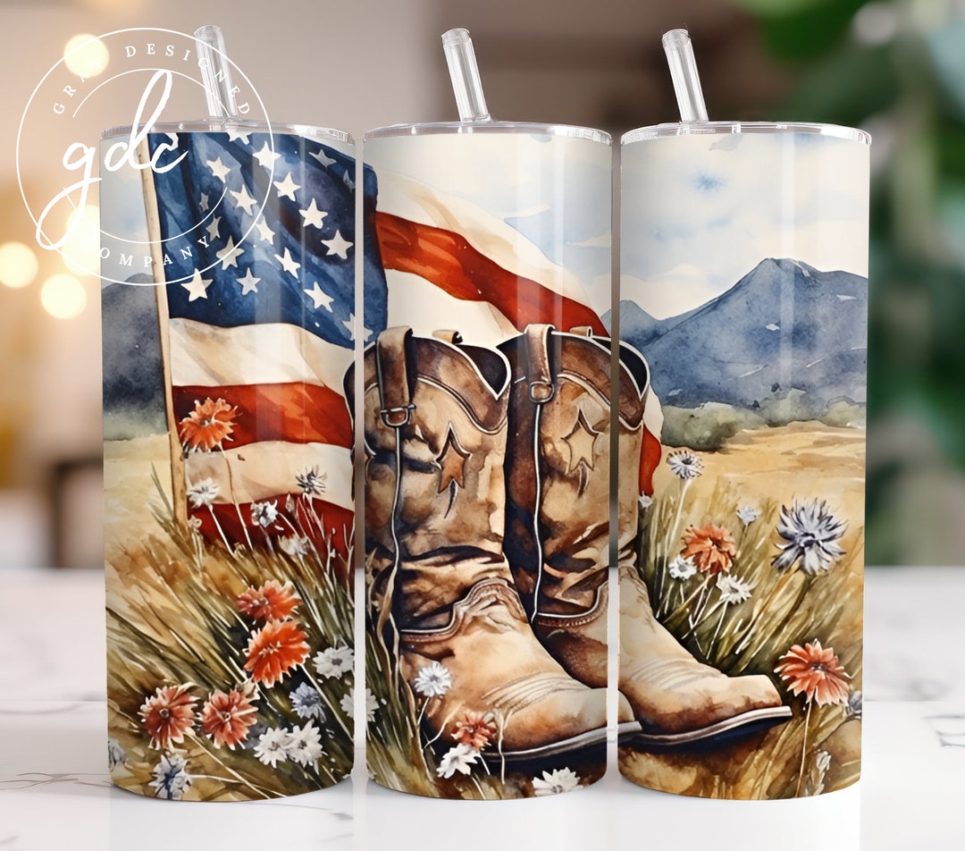 Cowgirl Boots Tumbler Sublimation Design: Western 20 Oz Skinny Tumbler ...