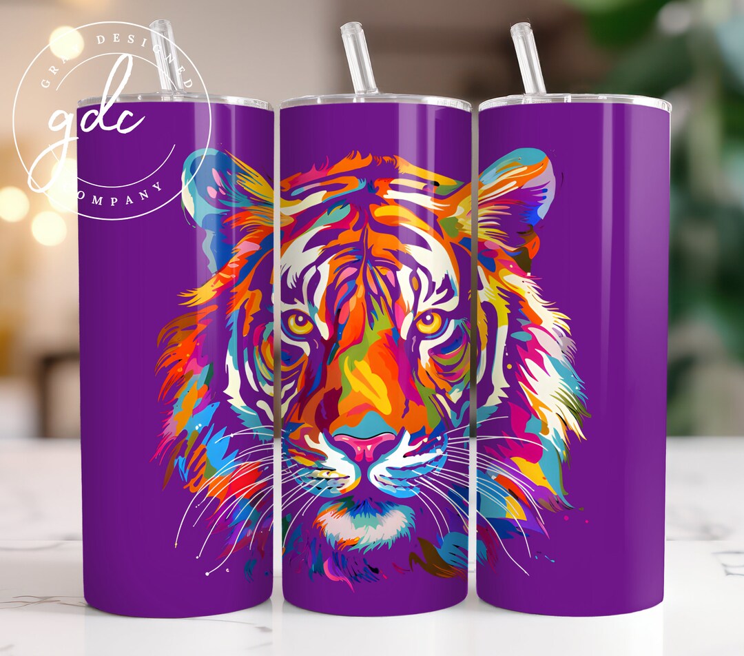 Tiger 20 Oz Skinny Tumbler Wrap Designs Sublimation Design Digital