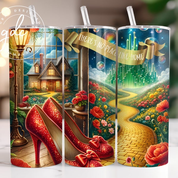 Wizard of Oz Tumbler Sublimation Design Digital Download PNG Instant DIGITAL ONLY, Oz Tumbler, Yellow Brick Road, No Place Like Home