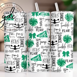 Cheer Tumbler Wrap 20 oz Skinny Tumbler Wrap Design Sublimation Design Digital Download PNG Instant DIGITAL only, Cheerleader Tumbler