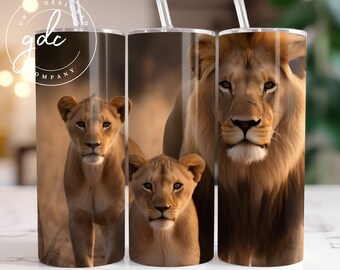Lion Family 20oz Tumbler Sublimation Design (Digital Download)