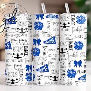Cheer Tumbler Wrap 20 oz Skinny Tumbler Wrap Design Sublimation Design Digital Download PNG Instant DIGITAL only, Cheerleader Tumbler