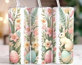 Ostern Pastell Bunny 20 Unzen Skinny Tumbler Sublimation Design digitaler Download PNG Instant NUR DIGITAL, Tumbler Wrap Glas