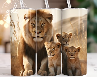 Lion Family 20oz Skinny Tumbler Sublimation Design (Digital Download)