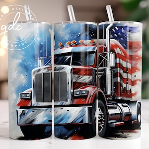 Trucker Design-20 oz Skinny Straight Tumbler Wrap Template, Trucker Tumbler, Semi Tumbler Wrap, 18 wheeler Tumbler, 3D Semi Tumbler