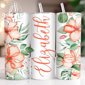Fügen Sie Ihren eigenen Namen Tumbler Wrap PNG, 20 Unzen Skinny Tumbler Sublimationsentwürfe, Blumen Tumbler PNG, digitaler Download PNG-Datei hinzu