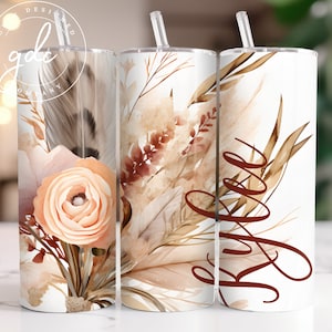 Add A Name Tumbler Wrap PNG, 20oz Skinny Tumbler Sublimation Designs, Floral Tumbler PNG, Digital Download PNG File, Personalized Tumbler