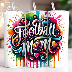 Football Mom 20 oz Skinny Tumbler Sublimation Design Digital Download PNG Instant DIGITAL ONLY, Tumbler Wrap