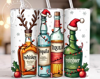 Vaso navideño divertido: Diseño de reno borracho (descarga digital)