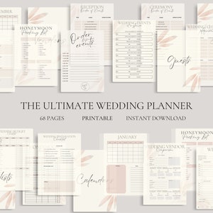 Wedding Planner Printable, Printable Wedding Planner Kit, Wedding Binder Template, Wedding Planning Book, Wedding Planning Organizer