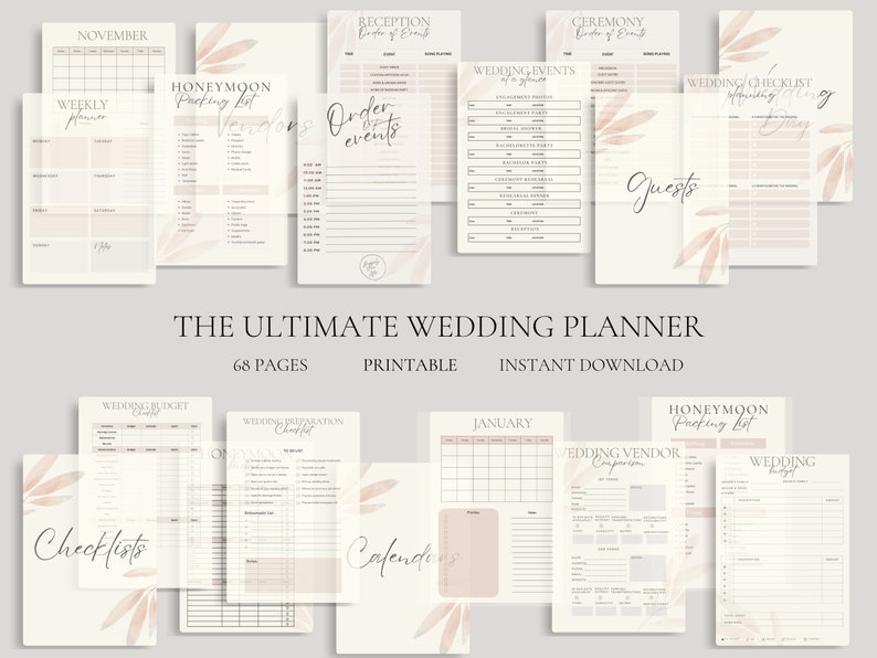 Wedding Planner Printable Printable Wedding Planner Kit Etsy