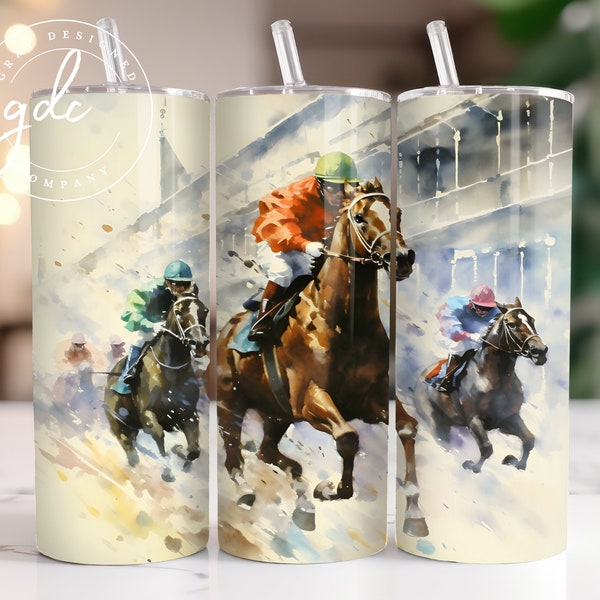 Kentucky Derby 20 oz Skinny Tumbler Sublimation Design Pastel Churchill Downs Horse Racing Lover Tumbler Wrap PNG Download