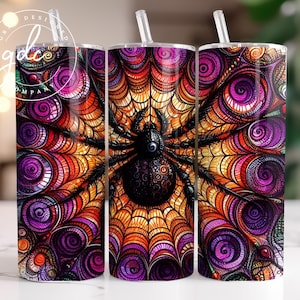Halloween Tumbler 20 oz Skinny Tumbler Sublimation Design Digital Download PNG Instant DIGITAL only, Spider Tumbler Wrap, Spooky Season