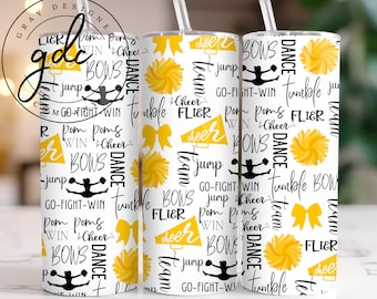 Cheerleader Tumbler Wrap: 20oz Skinny Tumbler Sublimation Design (Digital Download)