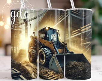 Skid Steer Tumbler Wrap: Construction PNG Design (Digital Download)
