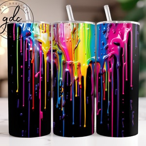 Paint Drip Tumbler Wrap: Abstract 20 oz Skinny Tumbler Design (Digital Download)