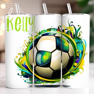 Envoltura para vaso de balón de fútbol: diseño PNG de vaso delgado de 20 oz