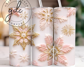 Christmas Snowflake Tumbler Sublimation Design: 20 oz Skinny Tumbler Wrap (Digital Download)
