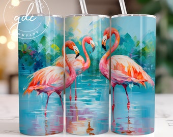 Pink Flamingo Tumbler Sublimation Design (Digital Download)