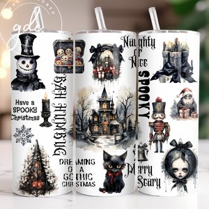 Gothic Christmas Tumbler Wrap: Spooky 20oz Skinny Tumbler Design (PNG Digital Download)