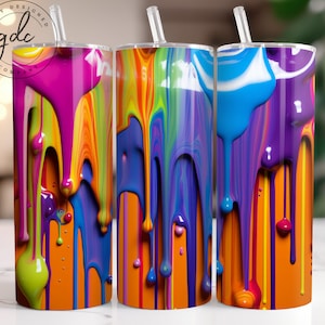 Paint Drip Tumbler Wrap: Abstract 20 oz Skinny Tumbler Design (Digital Download)