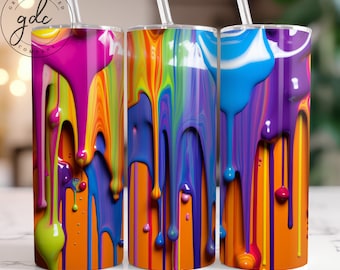 Paint Drip Tumbler Wrap: Abstract 20 oz Skinny Tumbler Design (Digital Download)