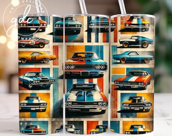 Vintage Muskel-Auto Tumbler Wrap: Oldtimer Sublimation (Digitaler Download)