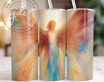 Bemalter Engel Tumbler Wrap - 20 oz Skinny - PNG Sublimation Design, Engel 20 oz Becher, Engel Skinny Tumbler Wrap, Weihnachtsengel