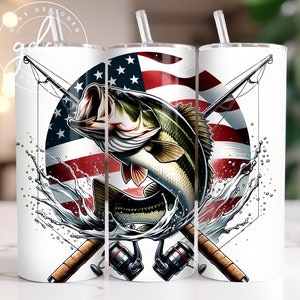 Bass Fish 20 Oz Skinny Tumbler Sublimation Design Digital Download PNG