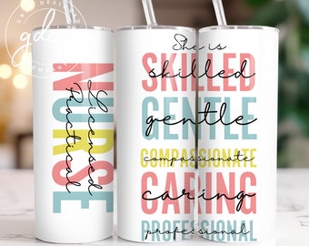 Nurse Tumbler Sublimation Design: 20 oz Skinny Tumbler (Digital Download)