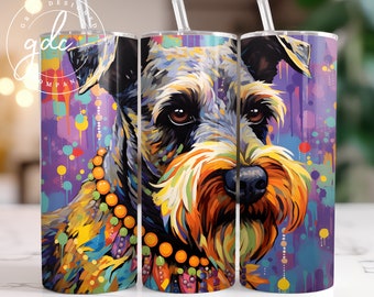 Schnauzer Tumbler Wrap: Colorful Dog Design (Digital Download)