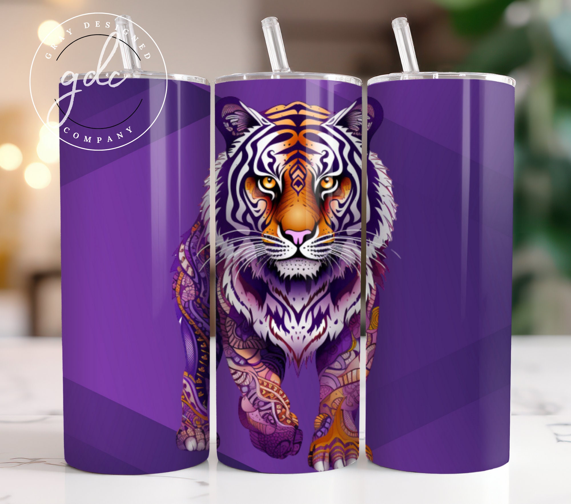 Tiger 20 Oz Skinny Tumbler Wrap Designs Sublimation Design Digital