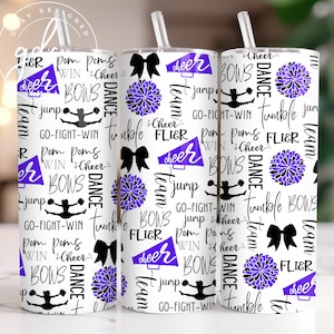 Cheer Tumbler Wrap 20 oz Skinny Tumbler Wrap Design Sublimation Design Digital Download PNG Instant DIGITAL only, Cheerleader Tumbler