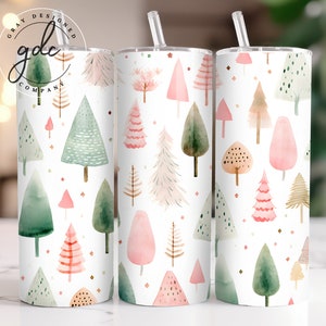 Pastel Christmas Trees Tumbler Wrap: 20oz Sublimation Design (Digital Download)