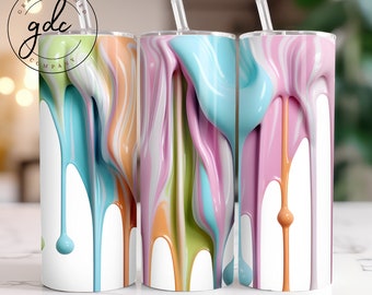 Paint Drip Tumbler Wrap: Abstract 20oz Skinny Tumbler Sublimation Design (Digital Download)