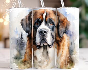 St Bernard Tumbler Wrap: Dog Lovers Sublimation Design (Digital Download)