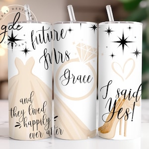 Personalized Bridal 20 oz Skinny Tumbler Sublimation Design | BRIDE TO Be | Sublimation | Straight Design | Engagement Tumbler Design