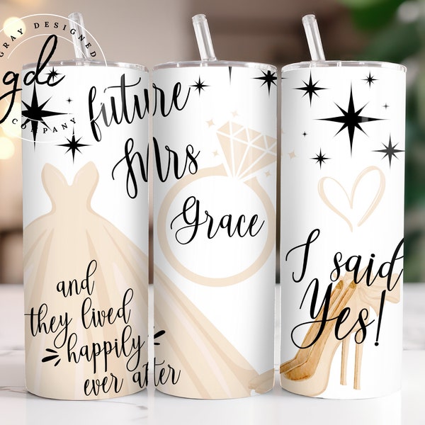 Personalized Bridal 20 oz Skinny Tumbler Sublimation Design | BRIDE TO Be | Sublimation | Straight Design | Engagement Tumbler Design