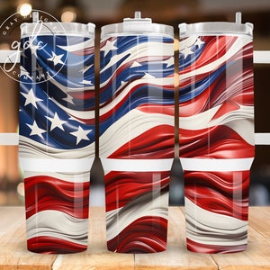 American 40oz Tumbler Png, Summer Quencher Tumbler Design, Sublimation Designs Downloads Sublimation Tumbler w Handle Wrap, Merica, MAGA