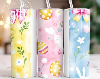 Ostern Pastell Bunny 20 Unzen Skinny Tumbler Sublimation Design digitaler Download PNG Instant NUR DIGITAL, Tumbler Wrap Glas