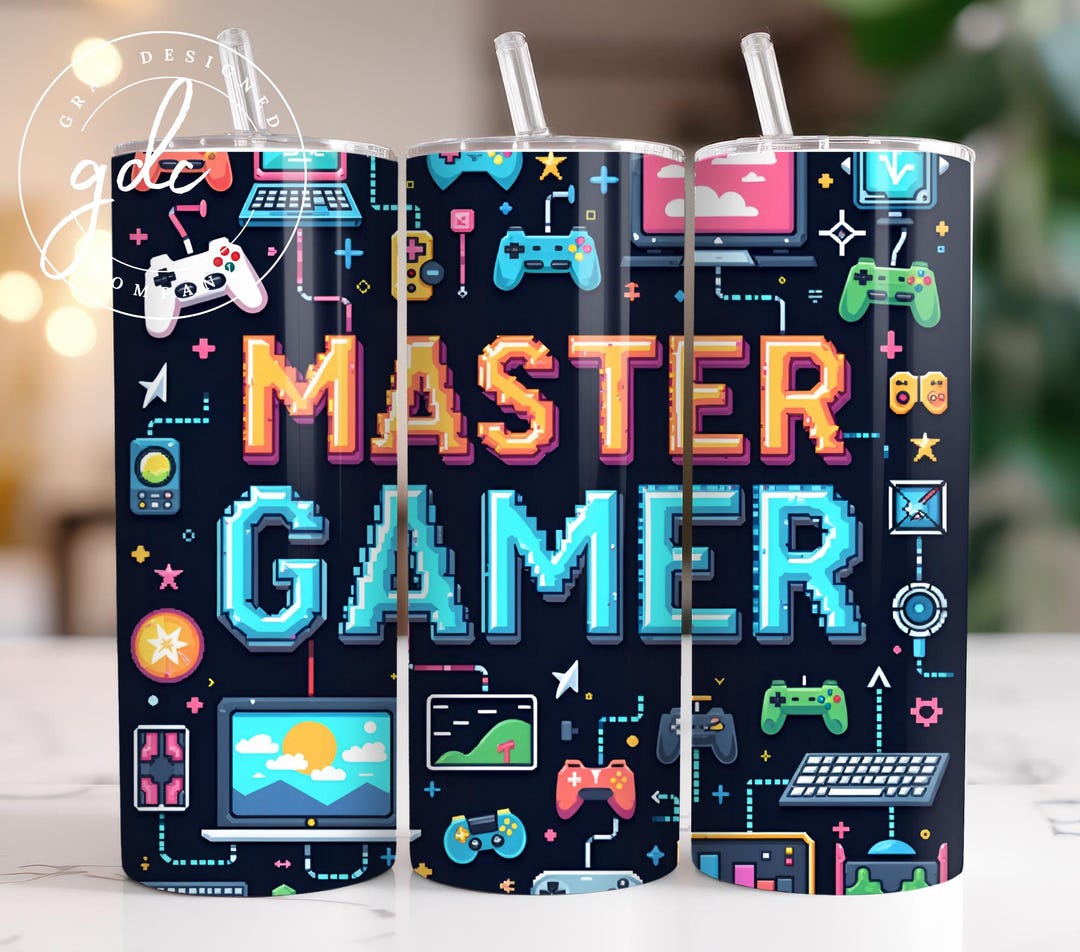 Gamer 20 Oz Skinny Tumbler Wrap Designs Sublimation Design Digital ...