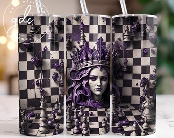 Chess Queen Tumbler Sublimation Design: Gothic Halloween (Digital Download)