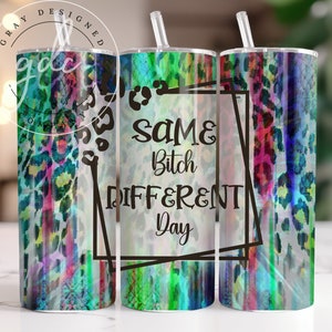 Funny Tumbler Wrap Designs 20 oz  Sublimation Design Digital Download PNG Instant DIGITAL only Humor  Tumbler Wrap, Same Bitch Different Day