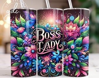 Boss Lady Floral Tumbler Sublimation Design (Digital Download)