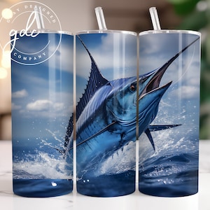 Blue Marlin 20 oz Skinny Tumbler Sublimation Design Digital Download PNG Instant DIGITAL ONLY, Fishing Lures Tumbler, Fishing Lover Tumble